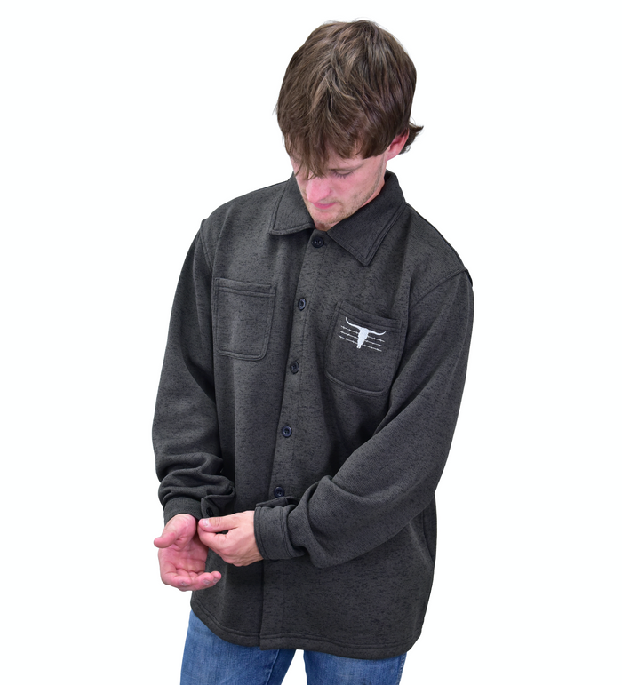 Men's CH Heather Black "Speckle Fleece" Button-Up Coat from Cowboy Hardware