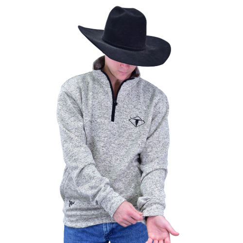 Men's CH Heather Gray "Diamond Skull" Speckle Fleece Cadet from Cowboy Hardware