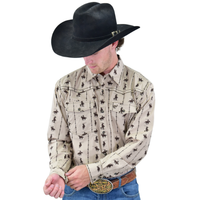 Men's CH Tan "Barbed Roper" Long Sleeve Western Shirt from Cowboy Hardware