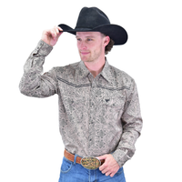 Men's CH Tan "Tooled Floral" Long Sleeve Western Shirt from Cowboy Hardware