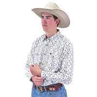 Men's CH White "Hombre Skull" Long Sleeve Western Shirt from Cowboy Hardware