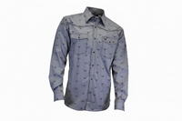 Men's Charcoal "Skull Scatter" Long Sleeve Western Shirt from Cowboy Hardware