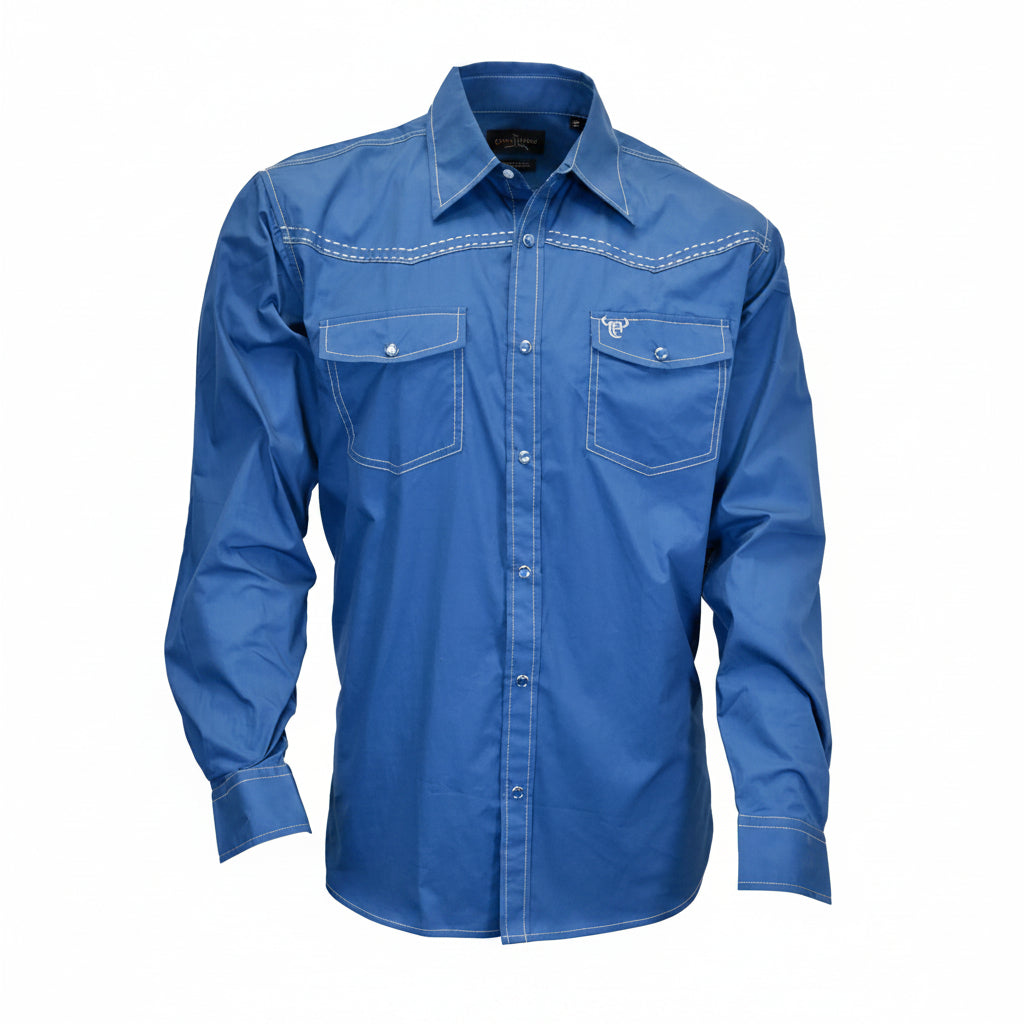 Men's Cobalt Solid Long Sleeve Western Shirt from Cowboy Hardware