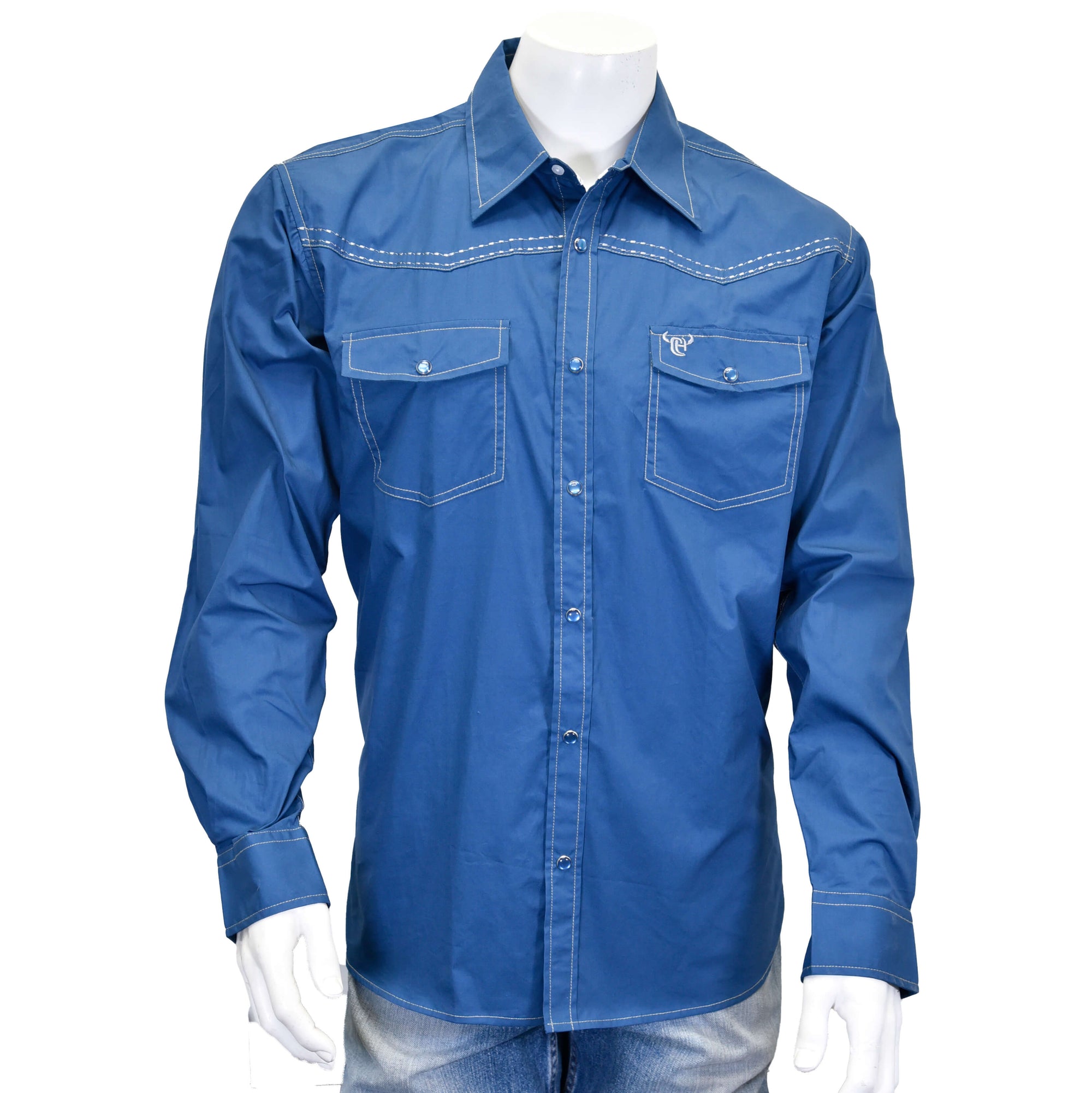 Men's Cobalt Solid Long Sleeve Western Shirt from Cowboy Hardware