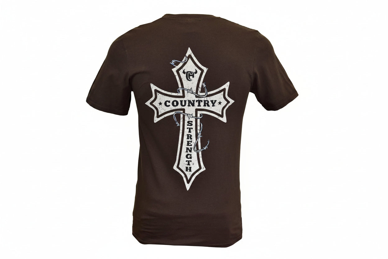 Men's Country Strength Brown Short Sleeve T-Shirt from Cowboy Hardware