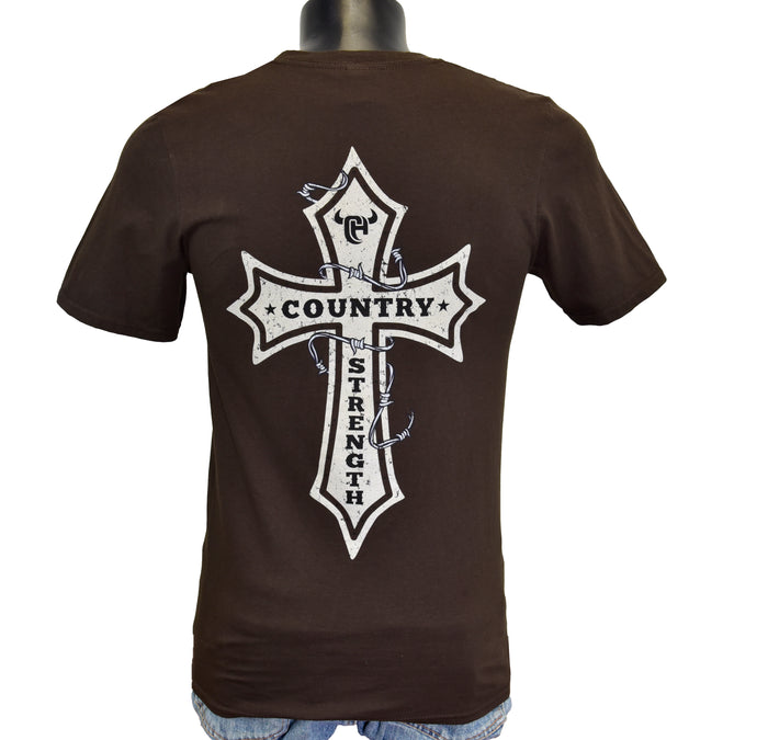 Men's Country Strength Brown Short Sleeve T-Shirt from Cowboy Hardware