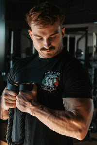 Men's Cowboy Hardware Black "Mexican Triple Skull" Short Sleeve T-Shirt working out