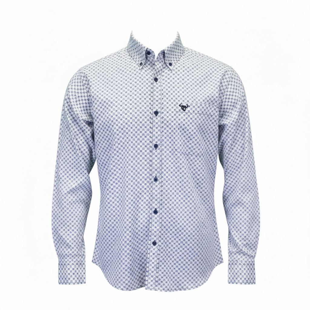 Men's Cross Floral White Long Sleeve Print w/Buttons Western Shirt from Cowboy Hardware