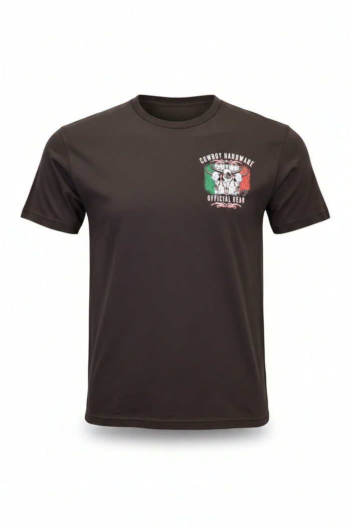 Men's Dark Chocolate "Mexican Triple Skull" Short Sleeve T-Shirt from Cowboy Hardware