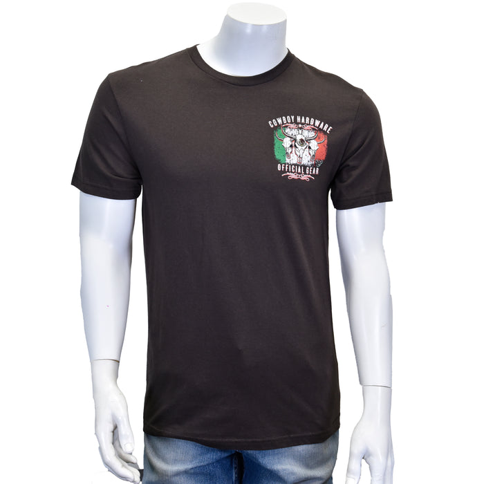 Men's Dark Chocolate "Mexican Triple Skull" Short Sleeve T-Shirt from Cowboy Hardware