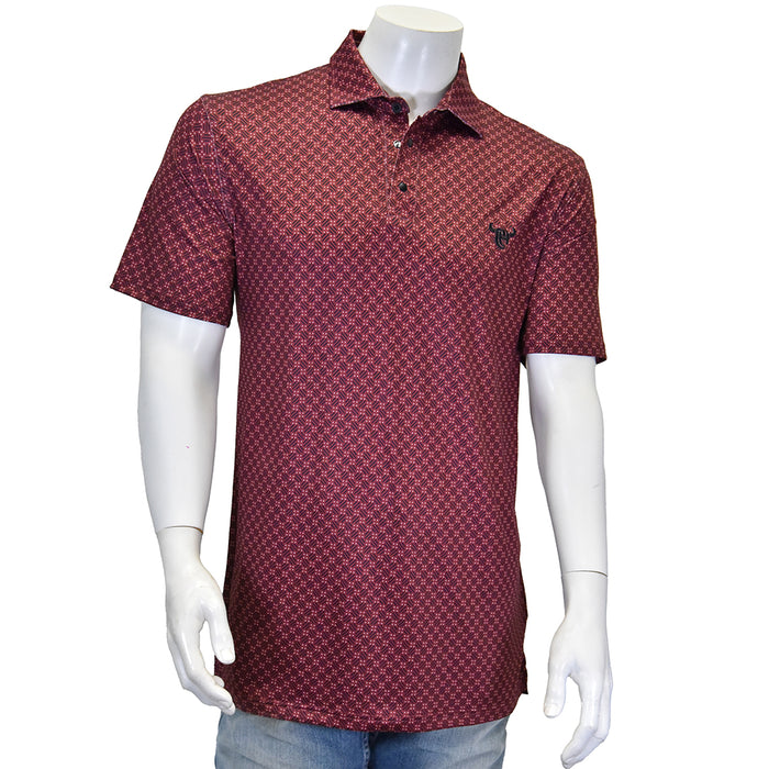 Men's Geo Morse Red Short Sleeve CH Polo from Cowboy Hardware