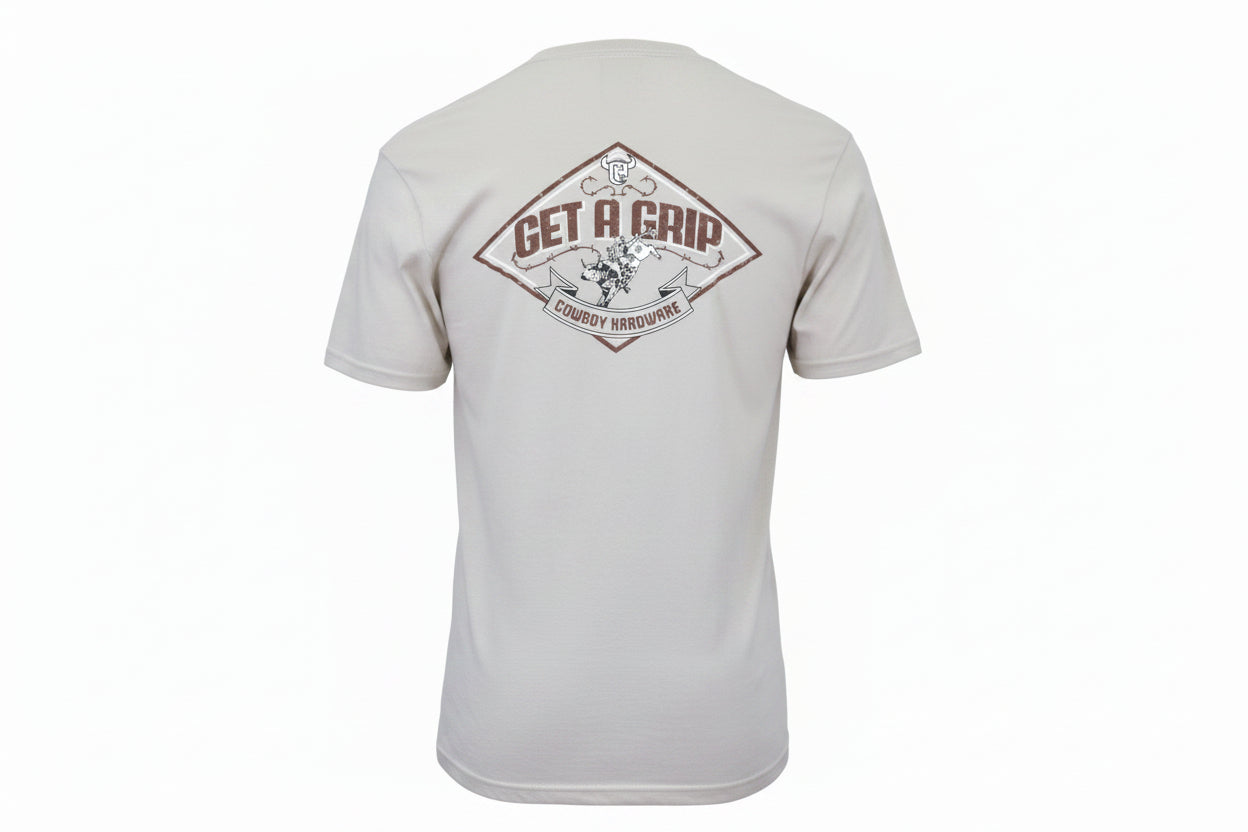 Men's Cowboy Hardware Tan "Get A Grip" Short Sleeve T-Shirt