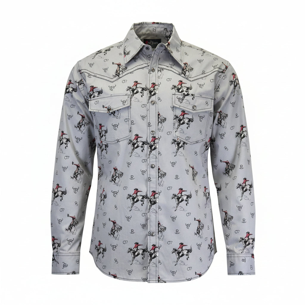 Men's Gray "Vintage Bronc" Long Sleeve Western Shirt from Cowboy Hardware