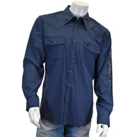 Men's Harbor Blue "Solid" Long Sleeve Western Shirt from Cowboy Hardware