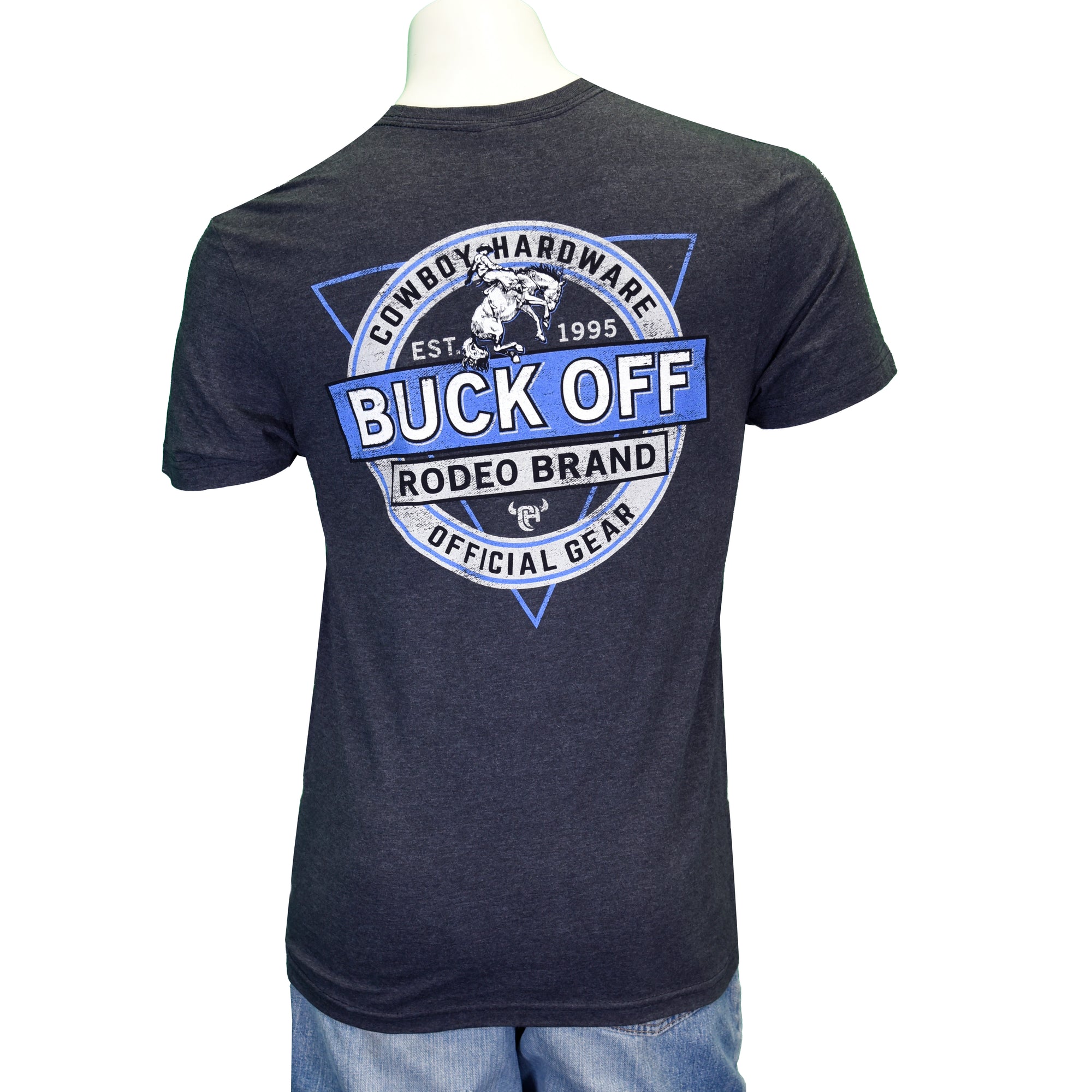 Men's Heather Black "Buck Off" Short Sleeve T-Shirt from Cowboy Hardware