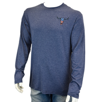 Men's Heather Navy "Flag Skull" Long Sleeve T-Shirt from Cowboy Hardware