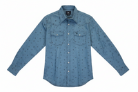Men's Indigo Blue Branding Irons Long Sleeve Western Shirt from Cowboy Hardware