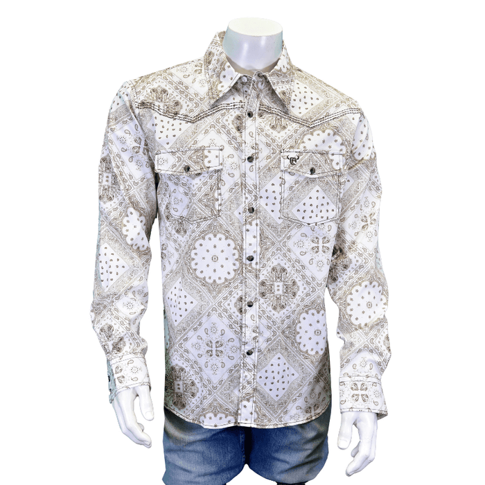 Men's Khaki Bandana Long Sleeve Western Shirt from Cowboy Hardware