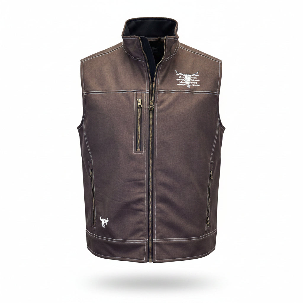 Men's Live Free Dark Chocolate Tech Woodsman Vest from Cowboy Hardware