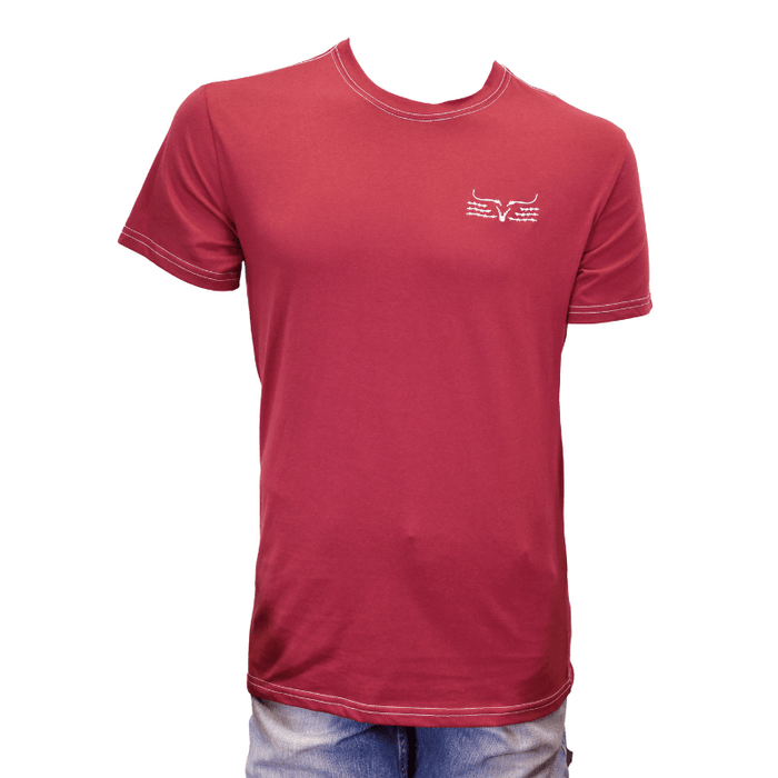 Men's Maroon Ghost Skull Short Sleeve T-Shirt from Cowboy Hardware