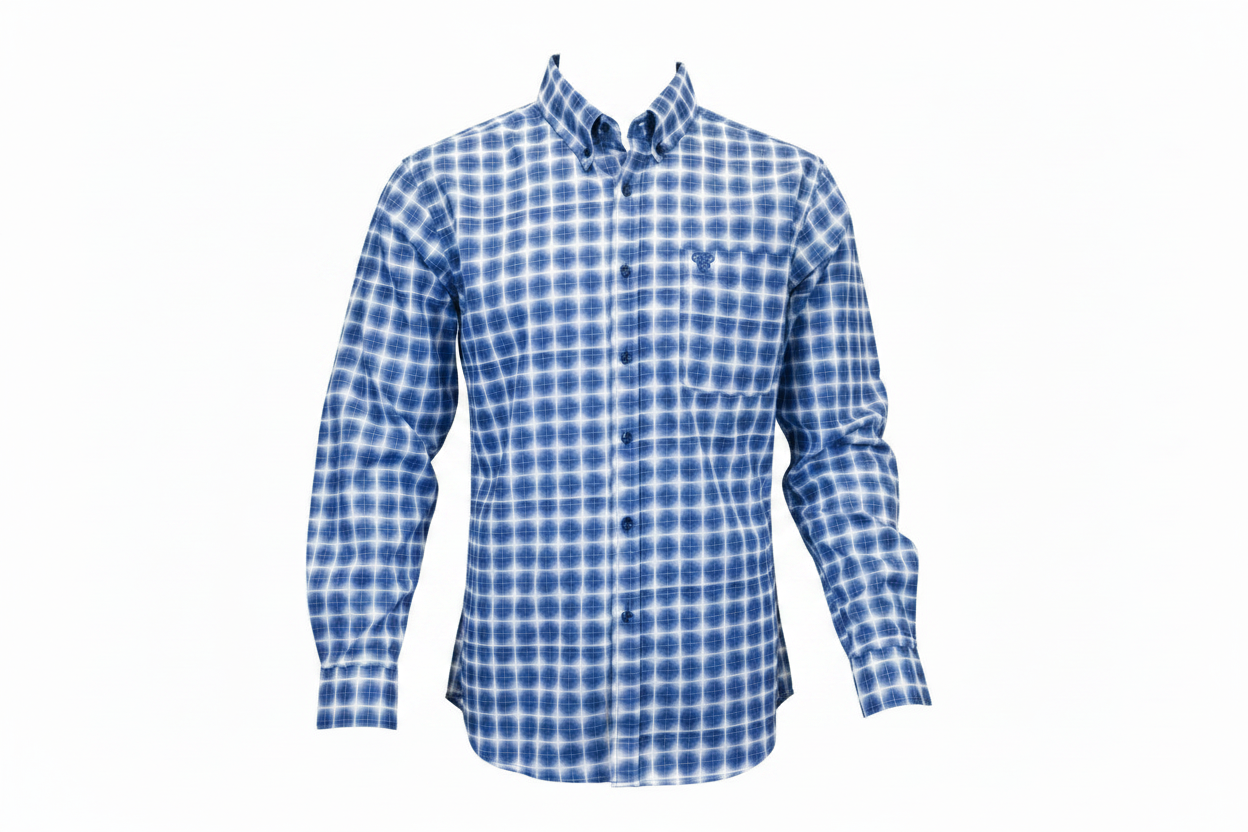 Men's Navy Gradient Cube Long Sleeve Western Shirt from Cowboy Hardware