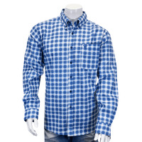 Men's Navy Gradient Cube Long Sleeve Western Shirt from Cowboy Hardware
