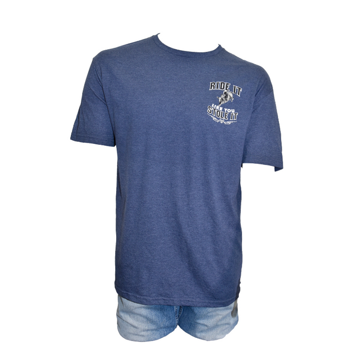 Men's Navy Mist Ride It Like You Stole It Short Sleeve T-Shirt from Cowboy Hardware