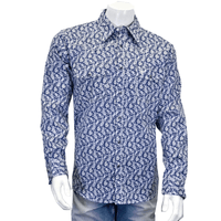 Men's Navy Tonal Paisley Western Shirt from Cowboy Hardware