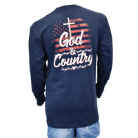 Men's Navy "God & Country" Long Sleeve T-Shirt from Cowboy Hardware