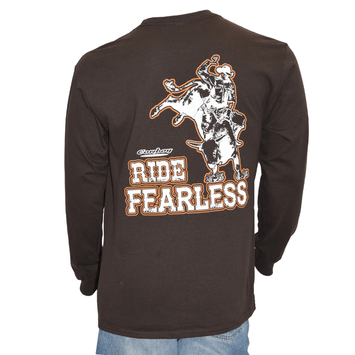Men's Ride Fearless Brown Long Sleeve T-Shirt from Cowboy Hardware