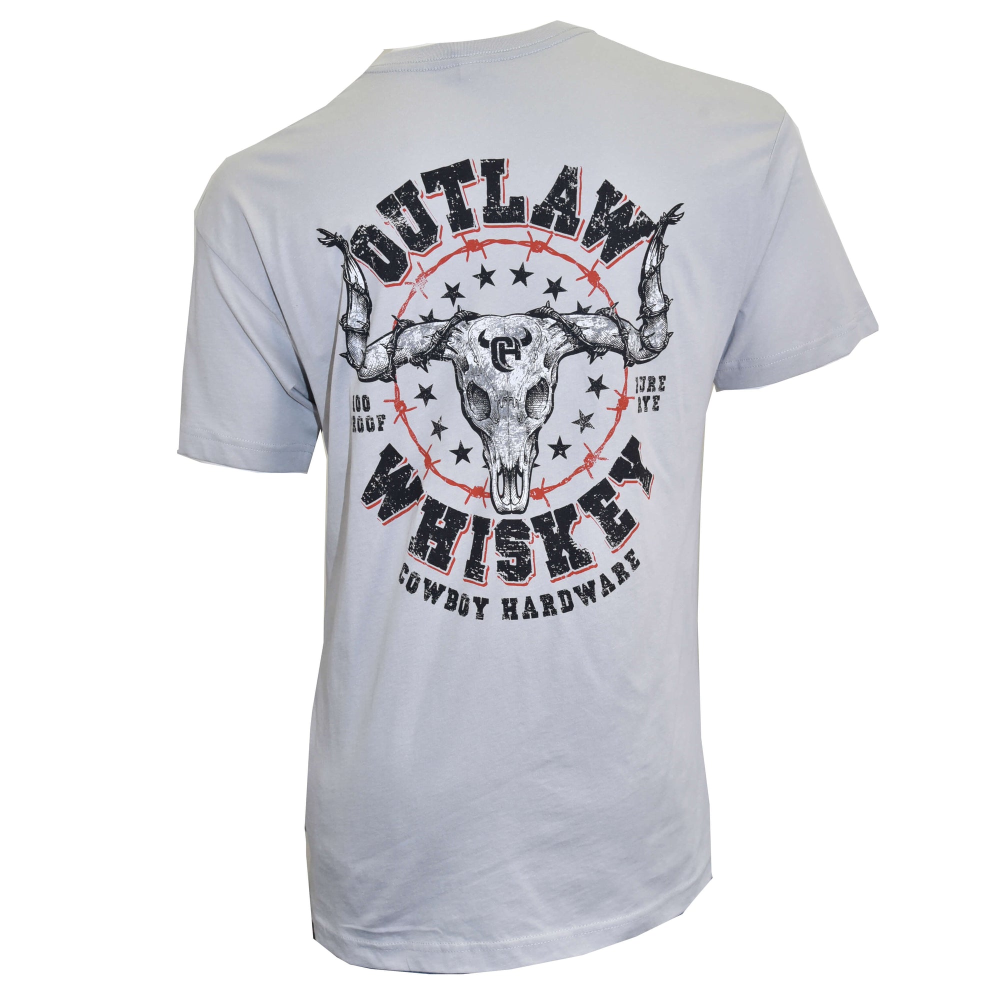 Men's Silver Outlaw Whiskey Short Sleeve Tee from Cowboy Hardware