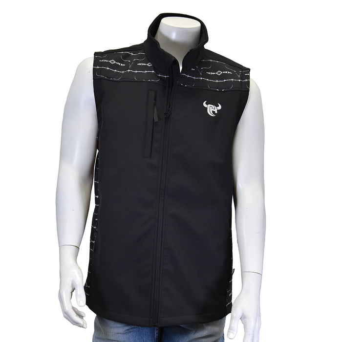 Men's Skull Aztec Accent Polyshell Black Vest from Cowboy Hardware