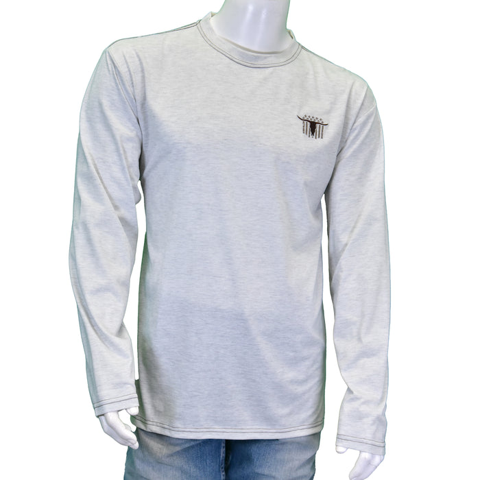 Men's Skull Banner Heather White Premium Long Sleeve T-Shirt from Cowboy Hardware