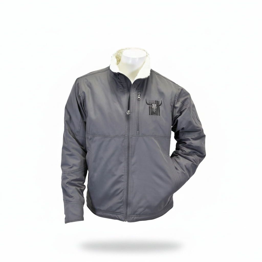 Men's Skull Flag Charcoal Heavy Twill Conceal Carry Jacket from Cowboy Hardware