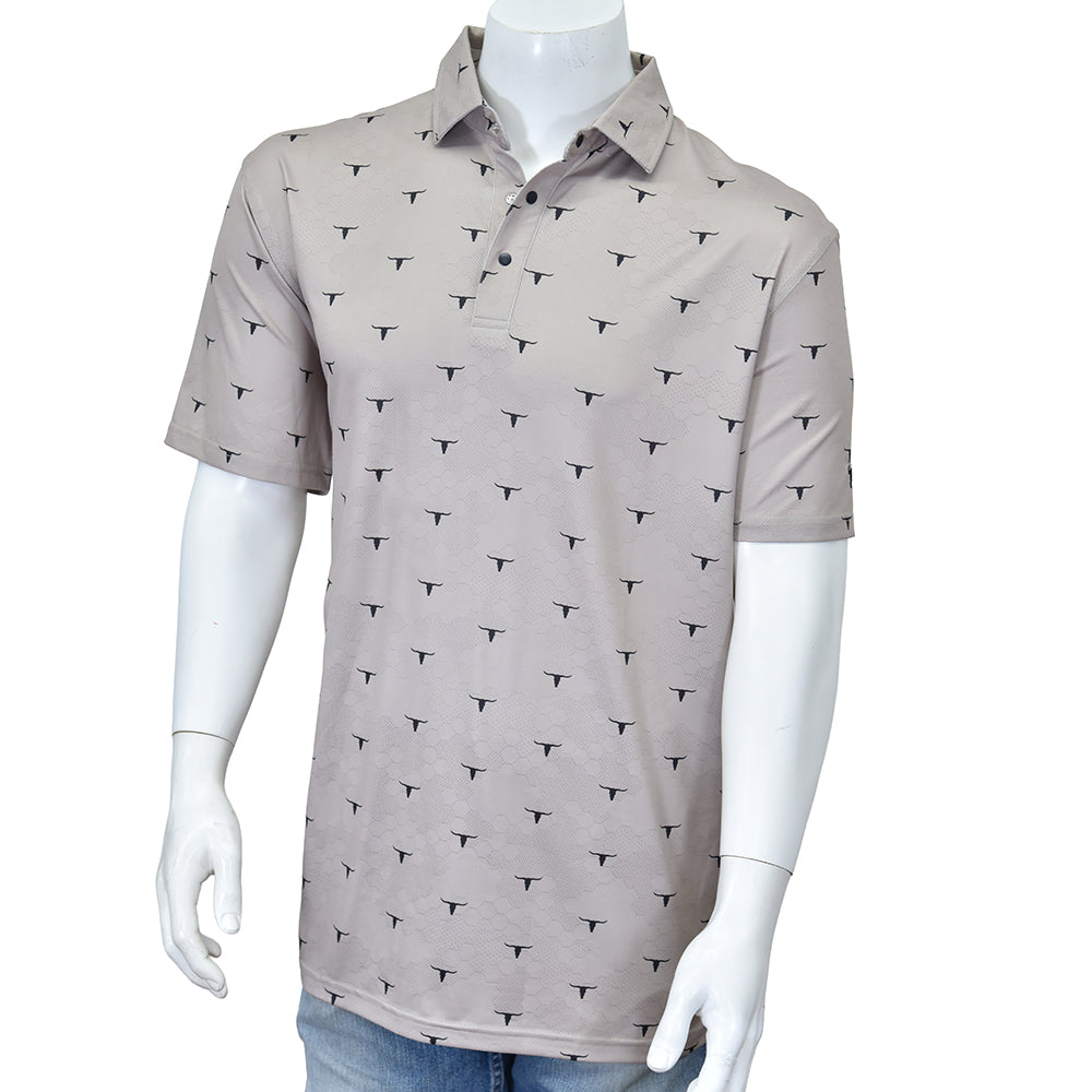 Men's Skull Scatter Tan Short Sleeve CH Polo from Cowboy Hardware