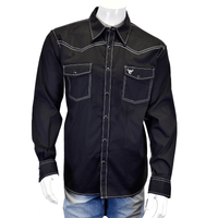 Men's Solid Black Long Sleeve Western Shirt from Cowboy Hardware