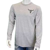 Men's Sports Gray "Flag Skull" Long Sleeve T-Shirt from Cowboy Hardware