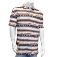 Men's Striped Serape Brown Short Sleeve CH Polo from Cowboy Hardware