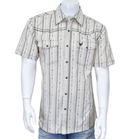 Men's Tan "Striped Aztec" Short Sleeve Western Shirt from Cowboy Hardware