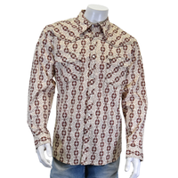 Men's Tan "Tonal Aztec"  Long Sleeve Western Shirt from Cowboy Hardware
