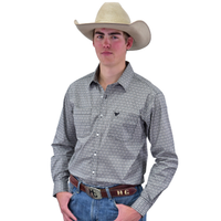 Men's Taupe Tan "Diamond Honeycomb" Long Sleeve Western Shirt from Cowboy Hardware
