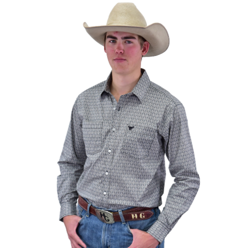 Men's Taupe Tan "Diamond Honeycomb" Long Sleeve Western Shirt from Cowboy Hardware