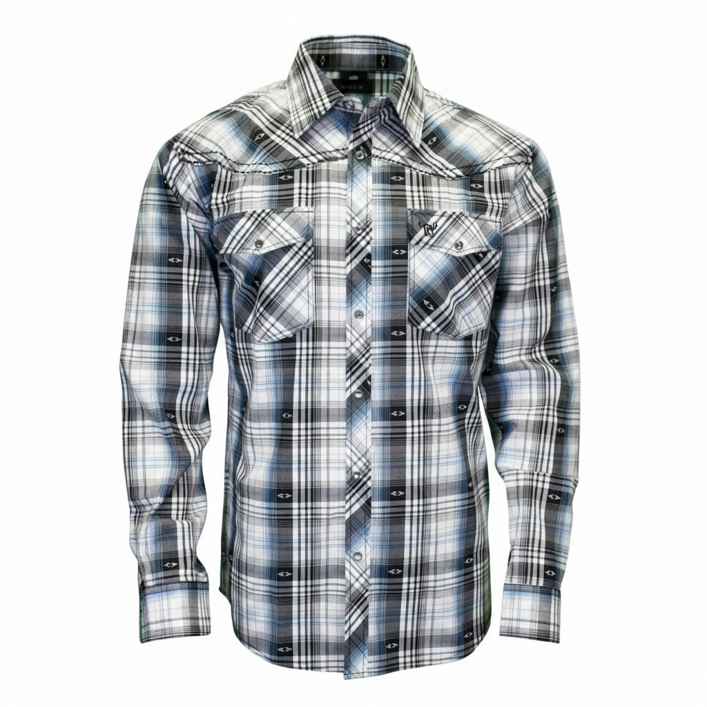 Men's White Hermosillo Jacquard Long Sleeve Western Shirt from Cowboy Hardware