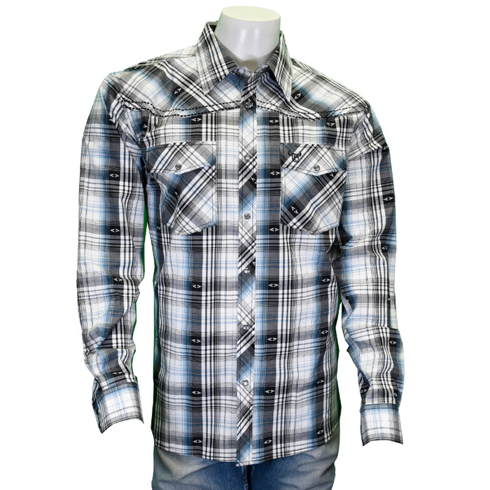 Men's White Hermosillo Jacquard Long Sleeve Western Shirt from Cowboy Hardware