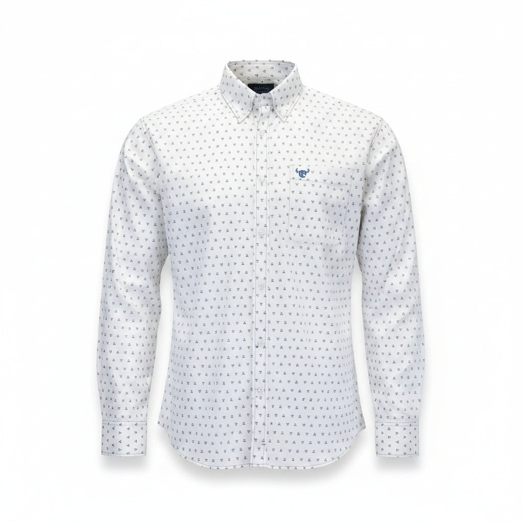 Men's White "Muted Chevrons" Long Sleeve Western Shirt from Cowboy Hardware