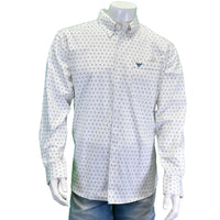 Men's White "Muted Chevrons" Long Sleeve Western Shirt from Cowboy Hardware