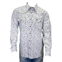 Men's White "Scatter Paisley" Long Sleeve Western Shirt from Cowboy Hardware