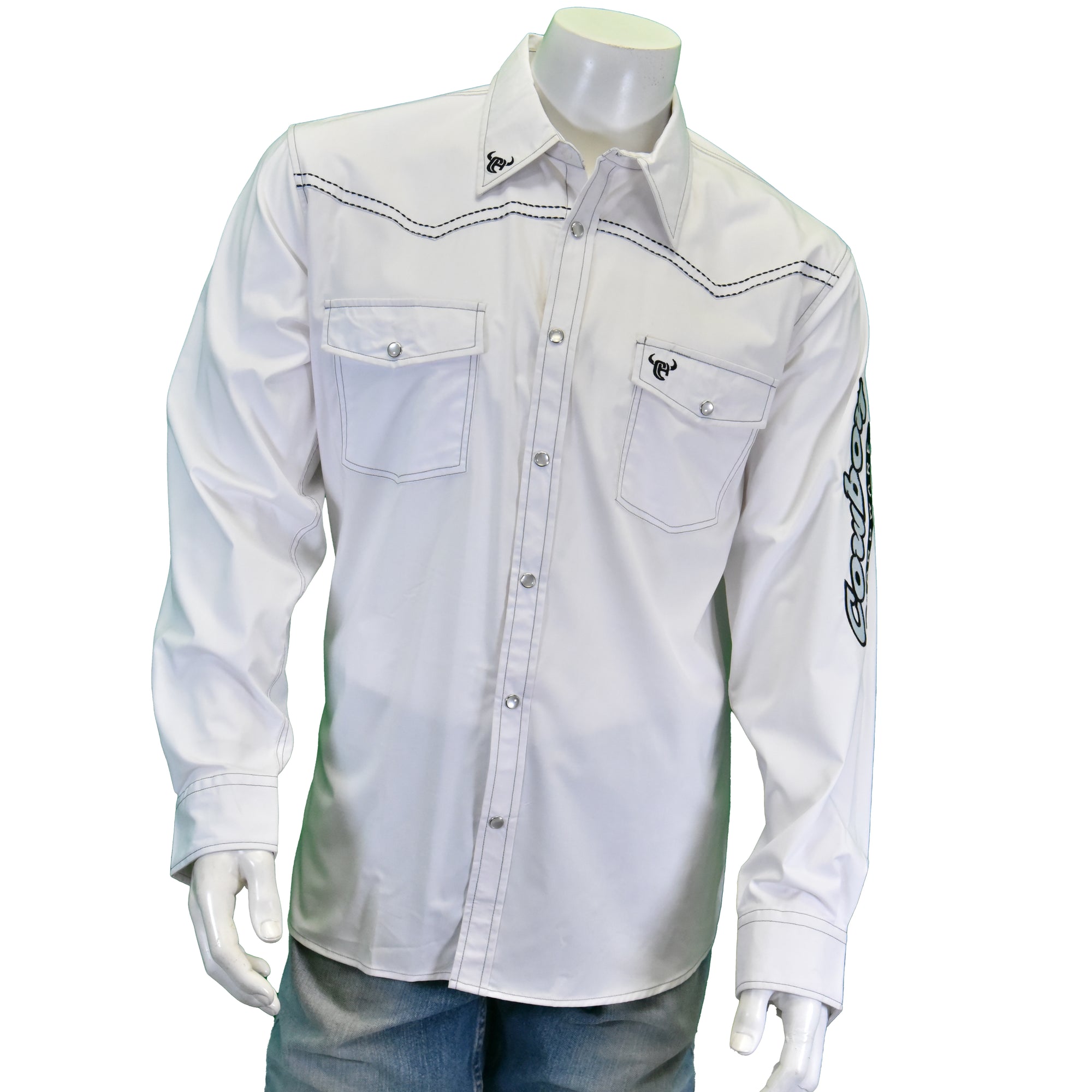 Men's White "Solid" Long Sleeve Western Shirt from Cowboy Hardware