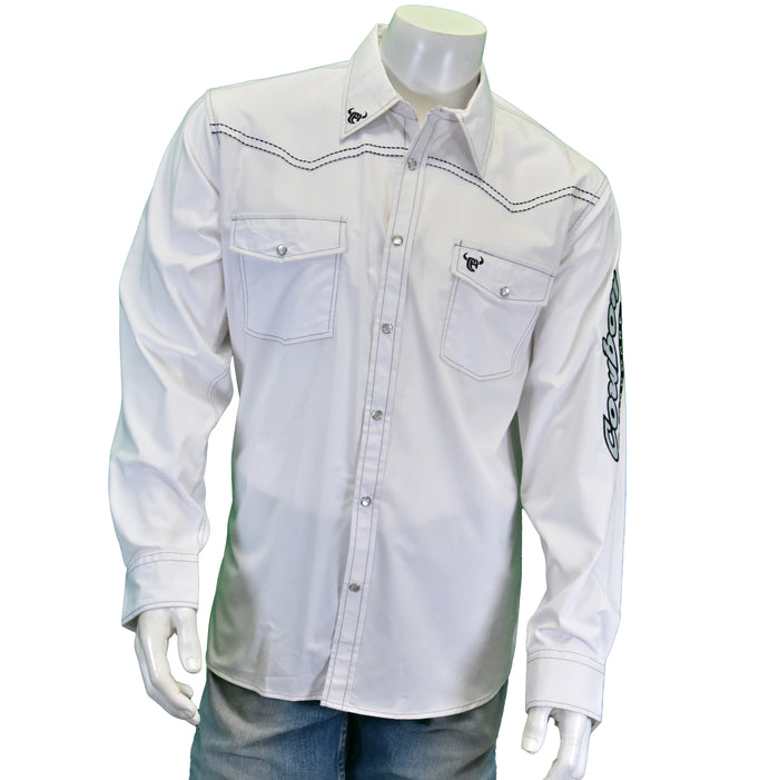 Men's White "Solid" Long Sleeve Western Shirt from Cowboy Hardware