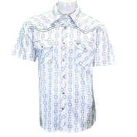 Men's White "Tonal Aztec" Short Sleeve Western Shirt from Cowboy Hardware